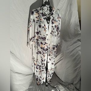 Sheer white kimono with flowers